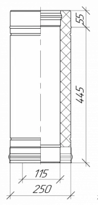 Сэндвич-труба К L-500 Grill'D, AISI 430 0,8мм/ОС 0,5мм (D150/300), черный