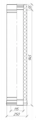 Сэндвич-труба К L-1000 Grill'D, AISI 310S 0,8мм/ОС 0,5мм (D115/250), черный (порошковая краска)