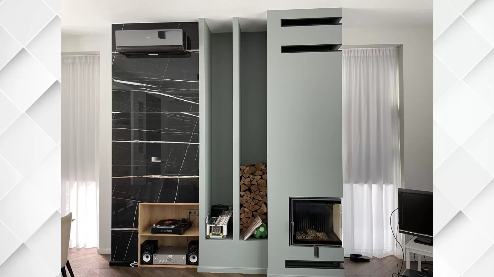 Камин в коробе под покраску