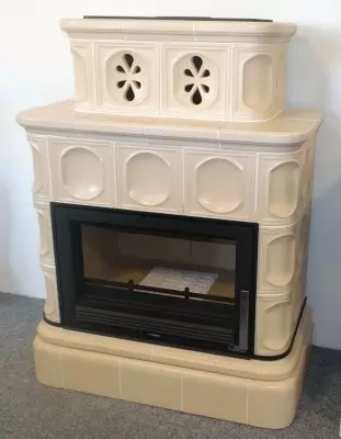 Керамическая печь KARELIE,  с кафельным цоколем, с теплообменником