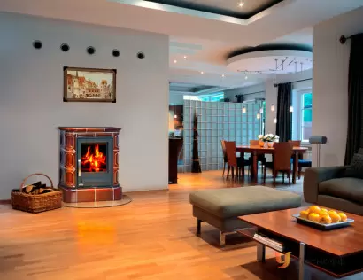 Печь ABX MARINA KPI, с кафельным цоколем, перламутр