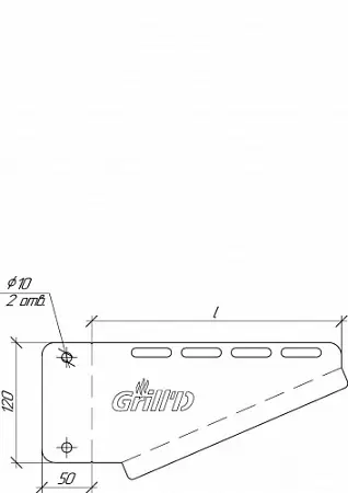 Кронштейн настенный Grill'D ЧС 2мм L-400 черный (порошковая краска)