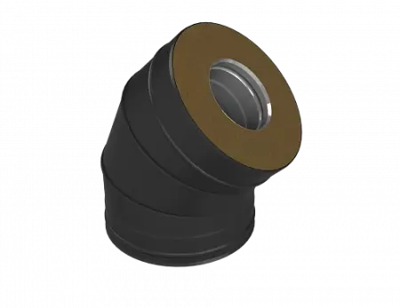 Сэндвич-отвод 45* К Grill'D AISI 430 0,8мм/ОС 0,5мм (D130/250) черный (порошковая краска)