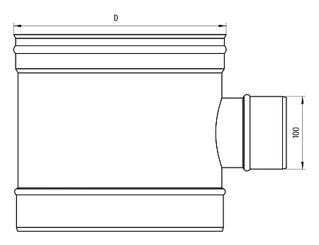 Тройник редукционный 90° K Grill'D, ОС 0,5мм (D350-(100H)), черный