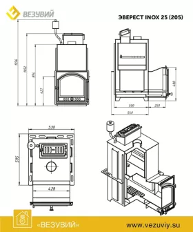 Печь для бани Эверест INOX 32 (205) под обкладку (AISI 430) Печь для бани Эверест INOX 32 (205) под обкладку (AISI 430)