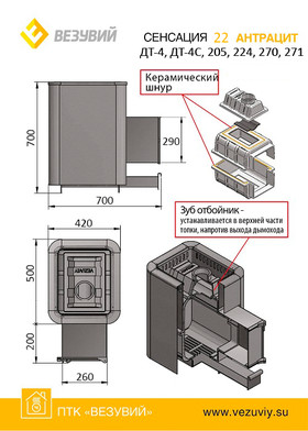Банная печь ВЕЗУВИЙ Сенсация 22 Антрацит (ДТ-4)